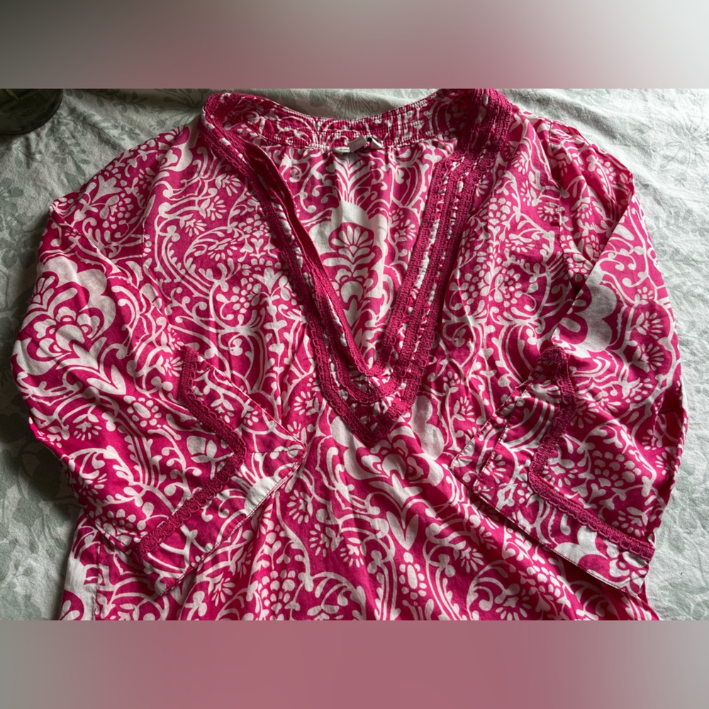 Banana republic Cotton lightweight Pink and white summer top Size M - Picture 3 of 8